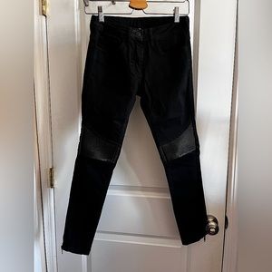 Sandro Leather Knee Low RIse Skinny Jeans, Black - EU34/ US24